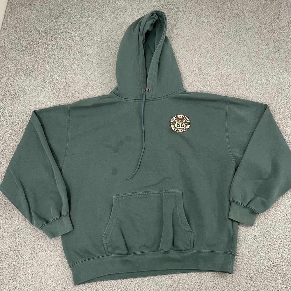 Route 66 Flagstaff Arizona Hoodie XL Green Prairie Mountain Destination Pullover